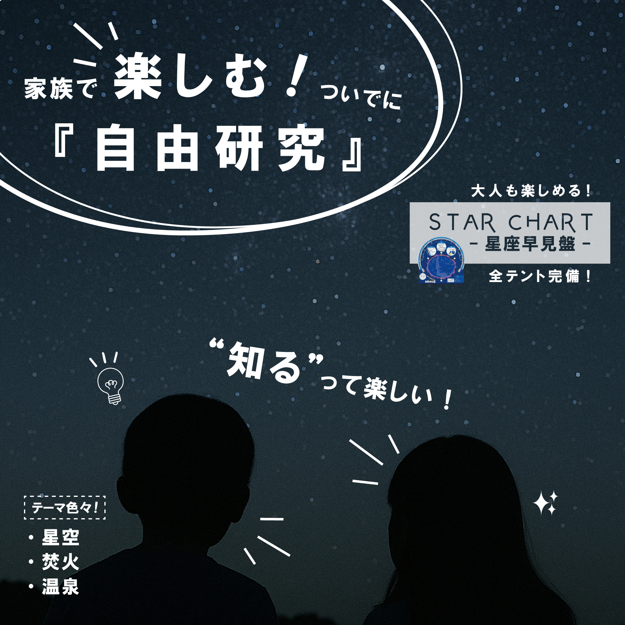 星座早見盤設置!満天の星空を楽しもう!伊豆Cocoで自由研究も!